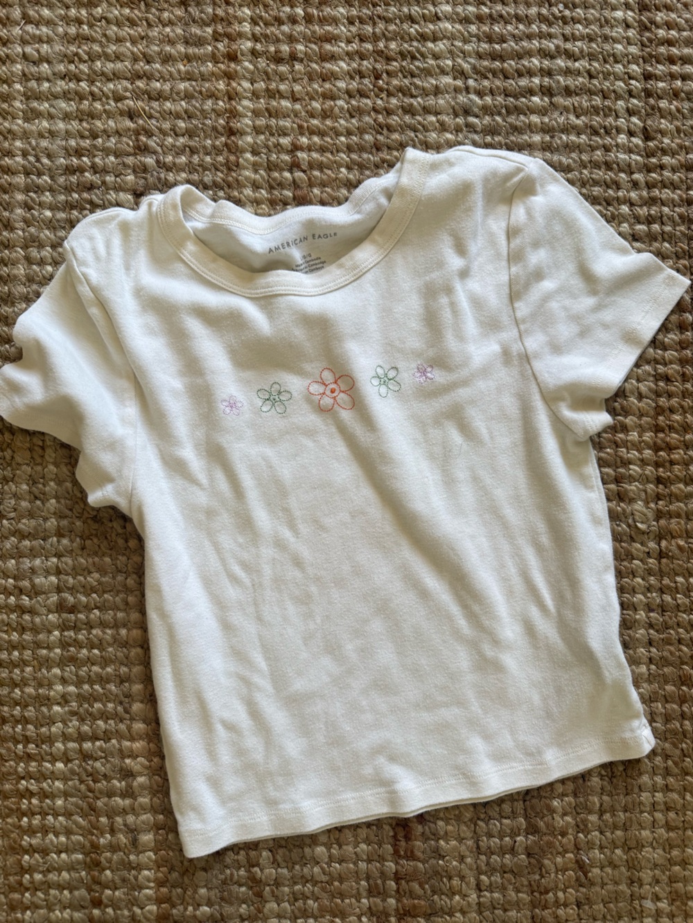 American Eagle Floral Embroidered Tee